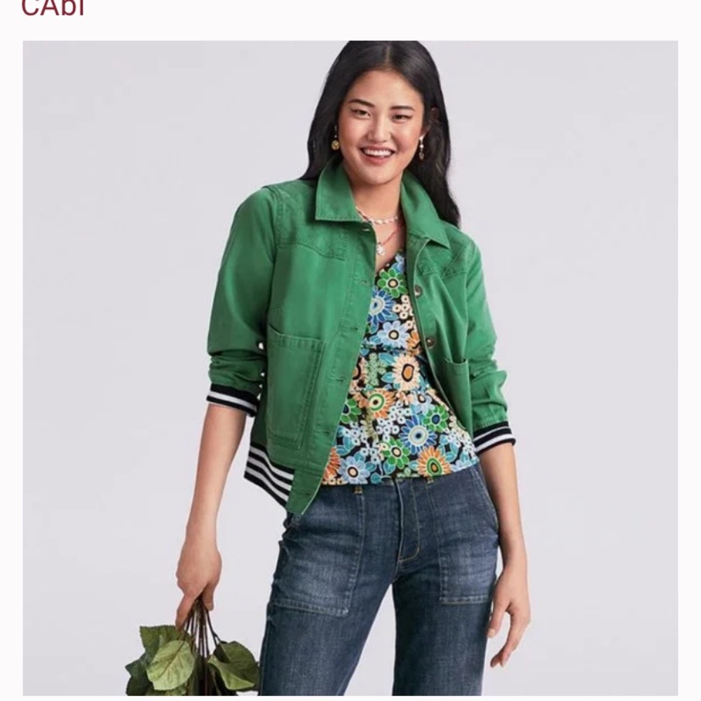 CABI Mod Bomber jacket. Sz Medium. Green. Like new.